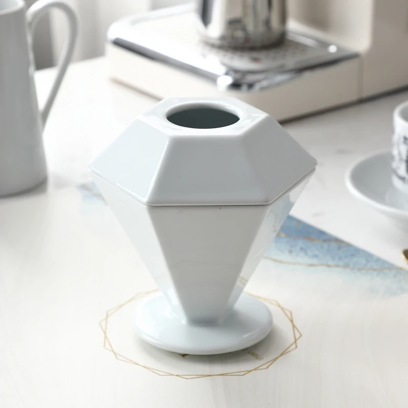 
Custom reusable ceramic Coffee filter porcelain Pour Over Coffee dripper with lid 