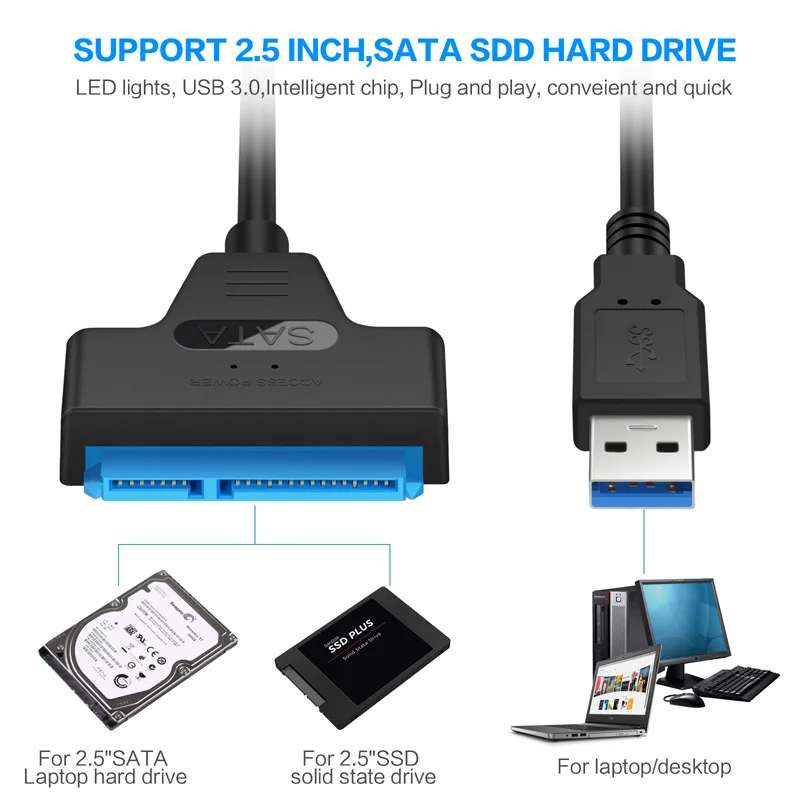 Hard Disk External Cable, USB Cable,USB 3.0 SATA External Hard Drive Adapter Cable SATA to USB Adapter Cable