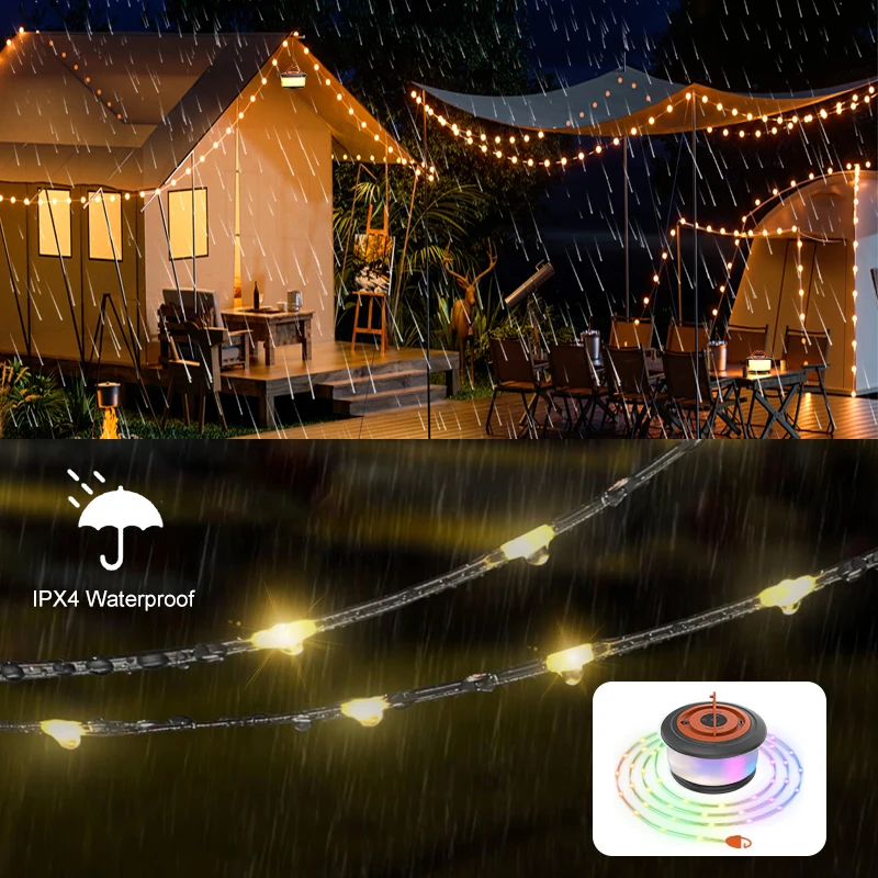 10M Length Waterproof Camping Tent Light LED String Flash Light Outdoor Garden Decoration Lamp For Tent Room String Lights