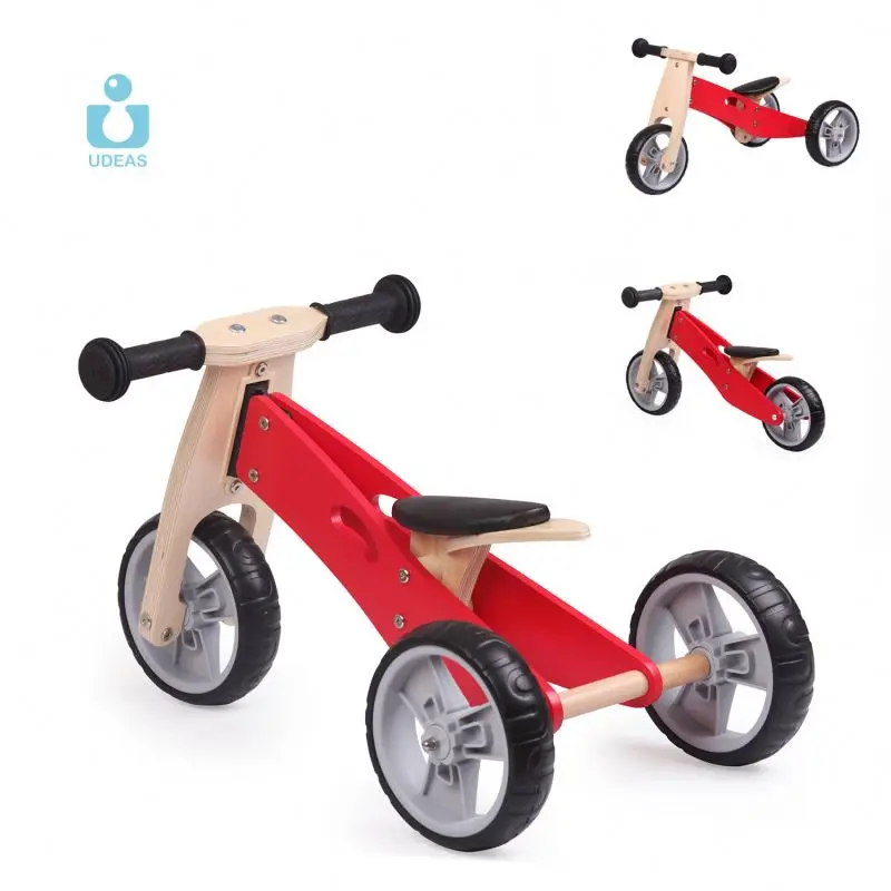 Игрушки UDEAS Montessori широко используемые деревянные велосипедные (мини-велосипед 2 в 1-желтый) для детей