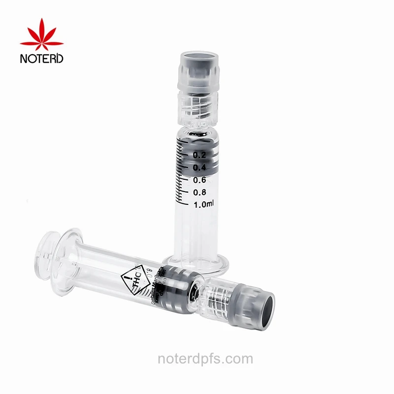 Пользовательский логотип печать 1 мл luer lock стеклянный шприц масляная дистиллятная упаковка