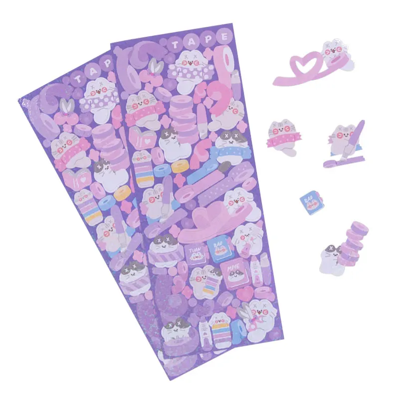 A4 A5 A6 Personalized Korean Cute Deco Kiss Cut Sticker Custom Vinyl Waterproof Cartoon Sticker Manufacturer