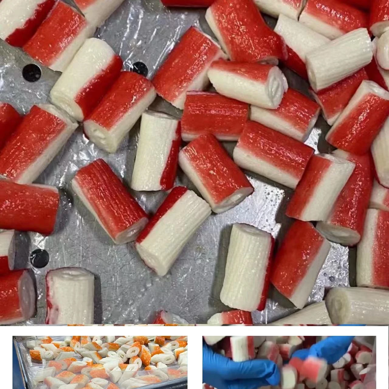 High Quality Filament style  Frozen Surimi crab chunks or flakes for salads, pizza, sushi  etc.export from factory To buyers