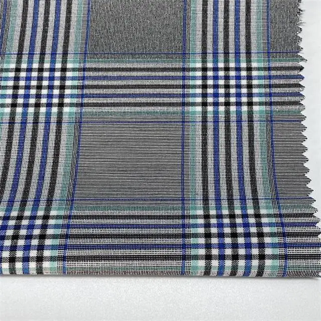 Sunplustex 10s yarn dyed viscose/polyester spandex bengaline check fabric for pants blazer skirt shirt  dresses uniform