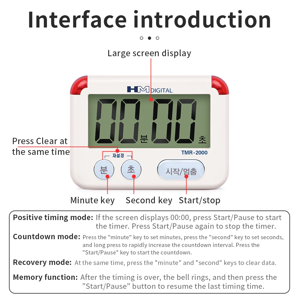 New Arrivals Large Screen Alarm Clock Timer TMR-2000 LED Portable Timer Timing Control