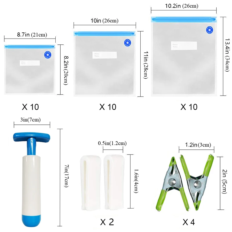 Sous Vide Bags 30 Reusable Vacuum Food Storage Bags Sous Vide Bag Kit 3 Sizes BPA Free (Premium)