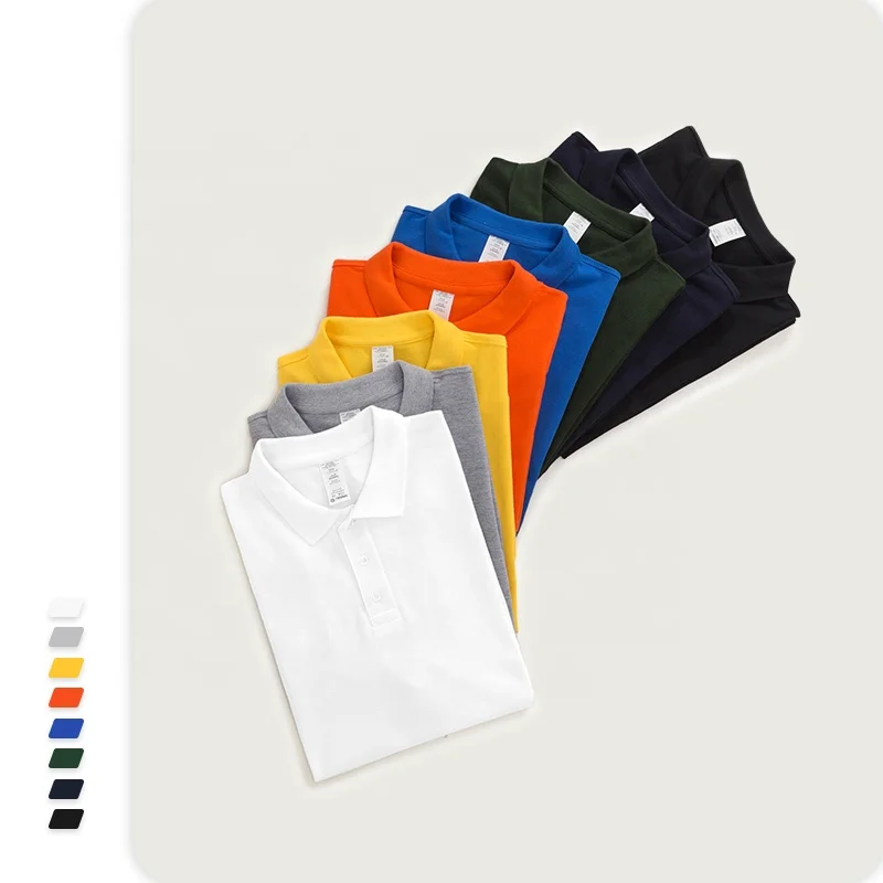 Wholesale Men Custom Polo 100% Cotton Shirt Men Solid Color Men Polo Black Tshirt