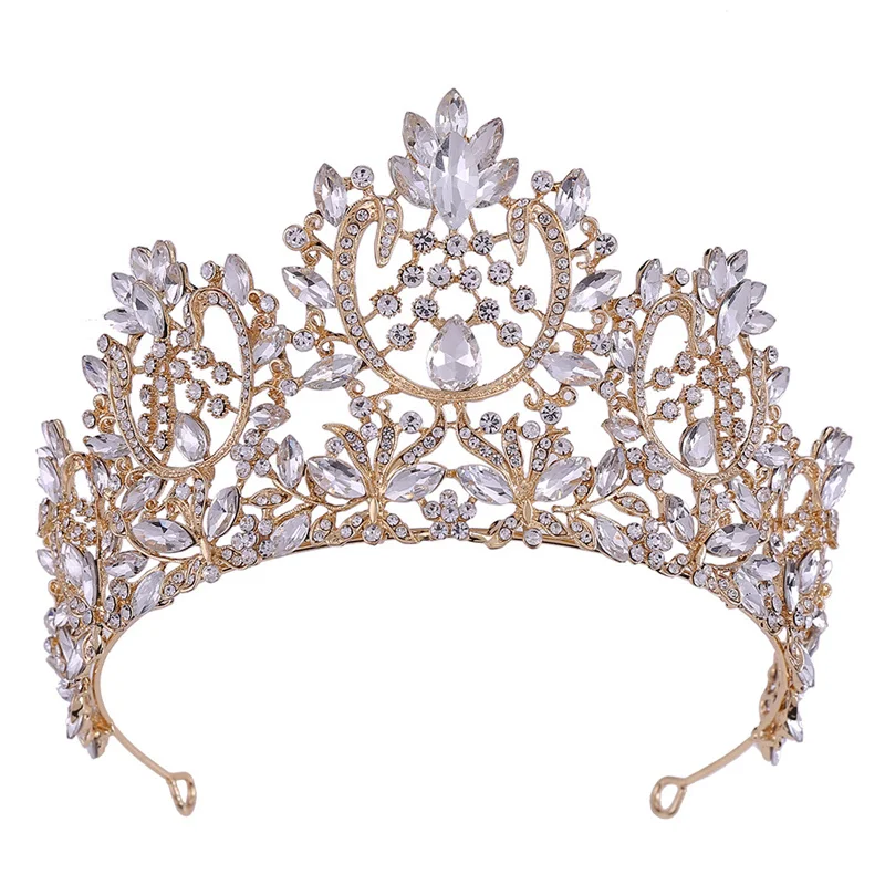 Handmade Fashion Bride Headdress Gorgeous Vintage Baroque Crystal Rhinestone Headband Queen Bridal Crown Tiara For Wedding