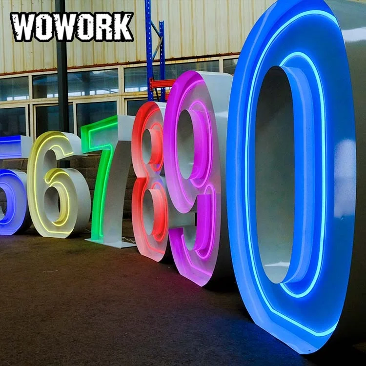 WOWORK wholesale outdoor led 3D giant RGB bulb marquee letters number lights for Christmas XMAS birthday event decoration