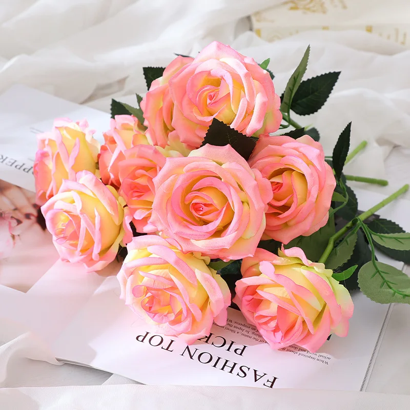 Wedding bouquet short simulation rose creative table flower decoration simulation silk artificial flower wedding bouquet
