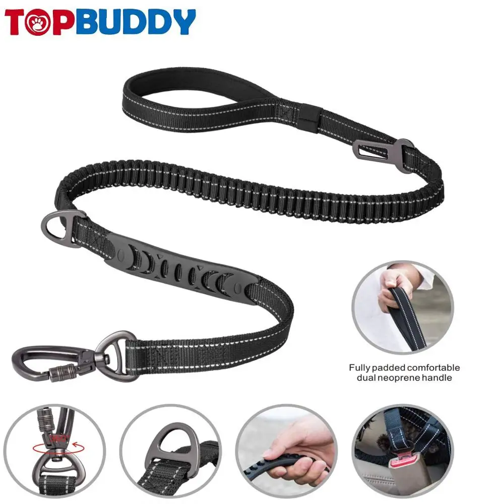 Fashion dog leash Bungee Dog Leash for Walking Running Training Durable Car Seat Belt Heavy Duty Dog Leash