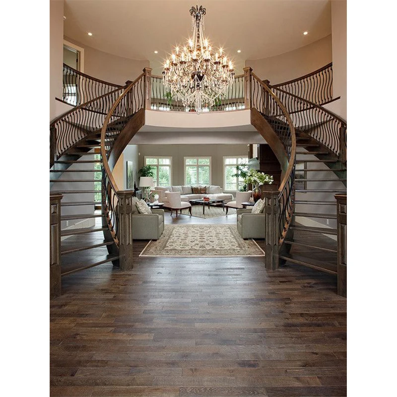 Top Quality Curved Timber Stairs Spiral Staircase  Curved Staircase For House And Villa