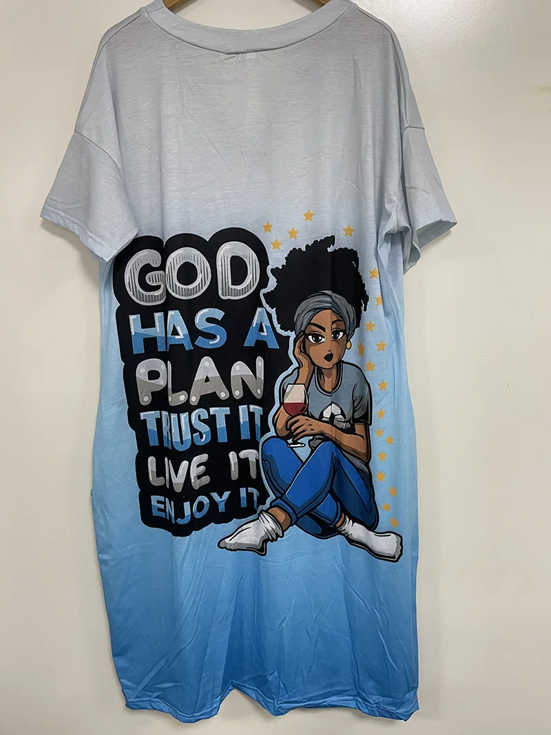 Летнее свободное платье для женщин с V-образным вырезом и 3D принтом богемное Повседневное средней длины большого размера готическим африканской