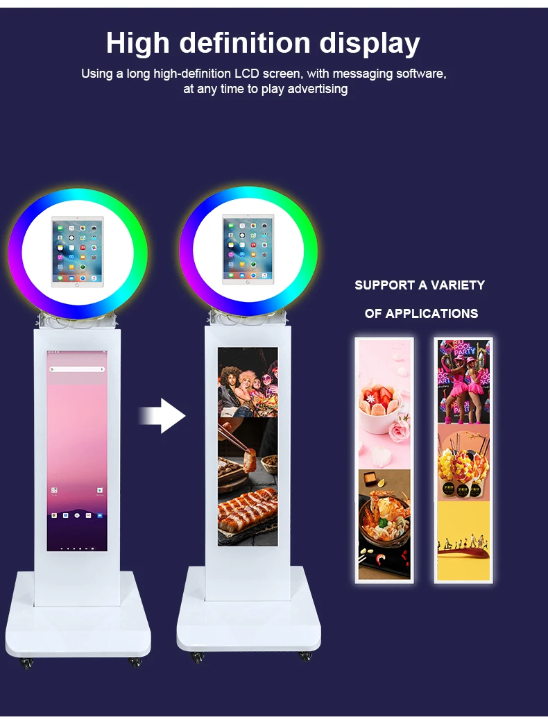 High Resolution Selfie Photo Booth  For 12.9' Pro Stand With 1080P LCD Display Stand Build In Inner Speaker WIFI Available