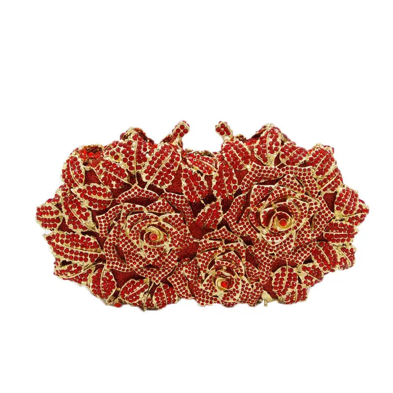 JIANUO bling rhinestone evening clutch bag women rose luxury resin clutch bag