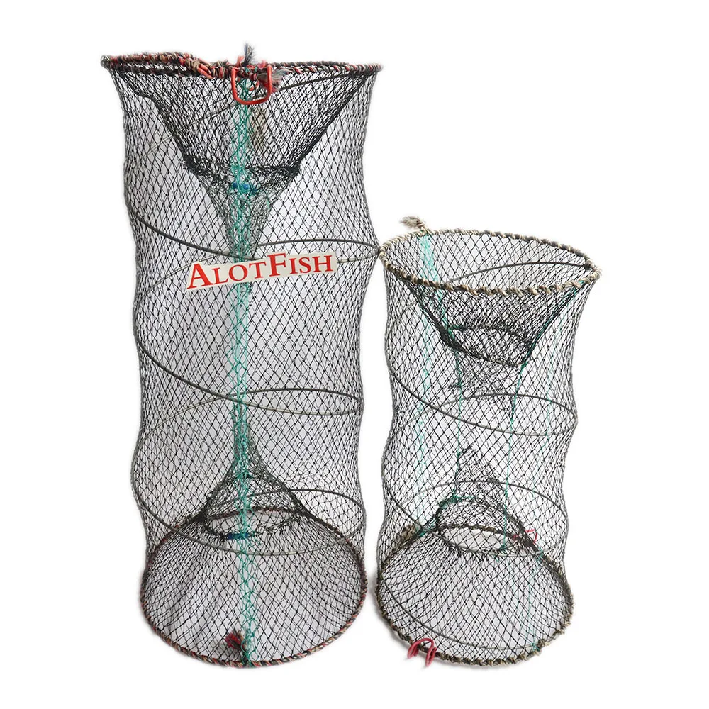 PE fishing trap plastic coated wire lobster trap fish traps foldable big spring cage sale