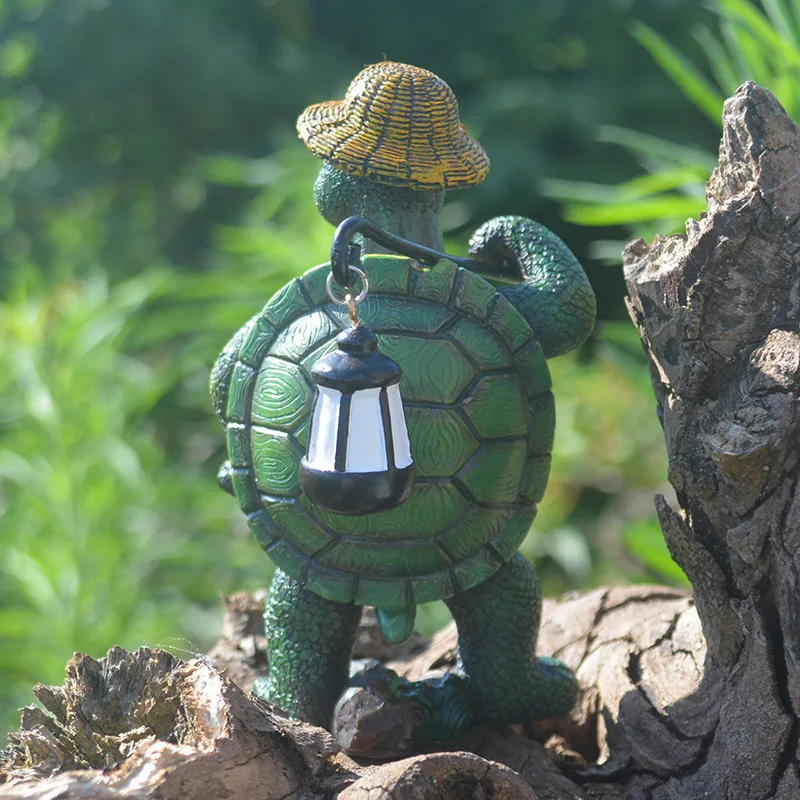 High demand import Outdoor Style Tide Handicraft Garden Go Turtle with Lantern resin statue