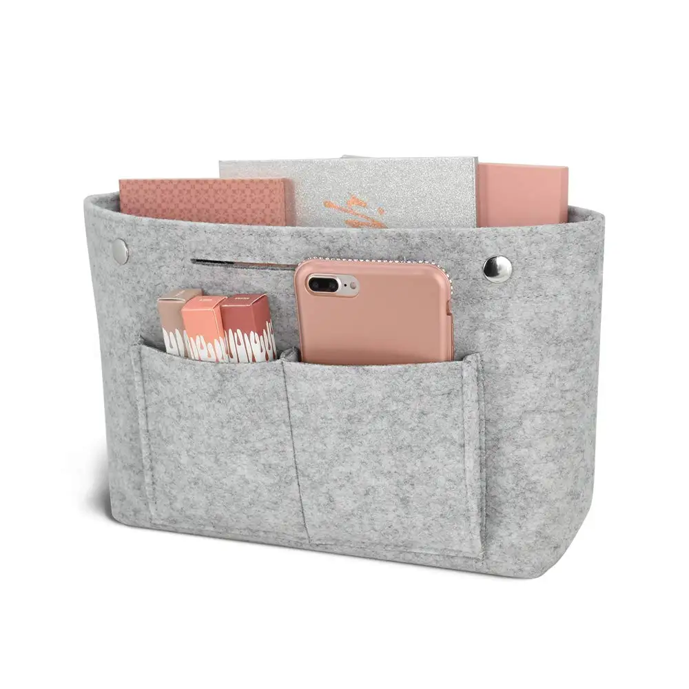 Felt Tote Handbag Purse Cosmetic Storage Makeup Bag Pocketbook Organizer Insert Divider Shaper Bag in Bag