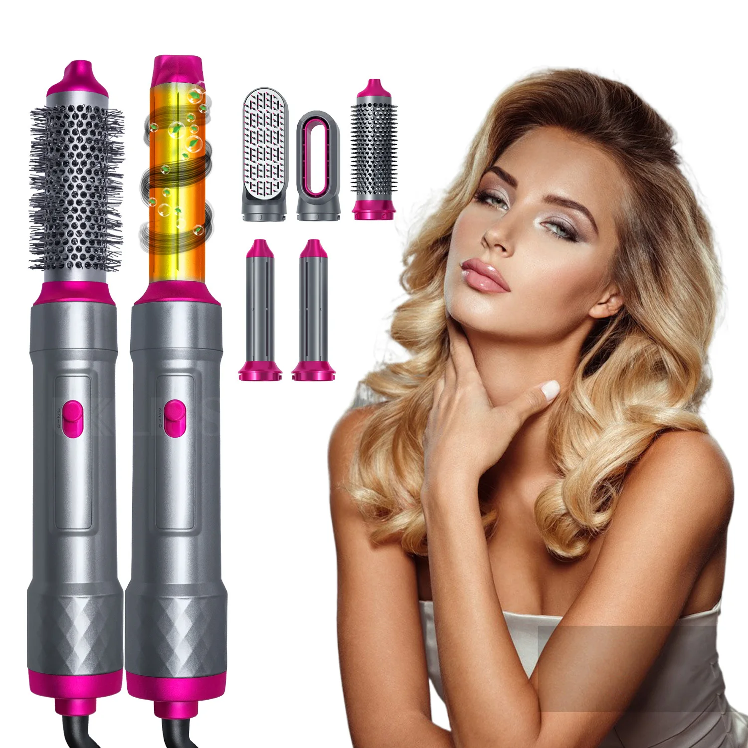New 5 in 1 Styling Hair Curler Wholesale Custom High Speed Motor Hot Hair Brush Professional Blow Hair Dryer