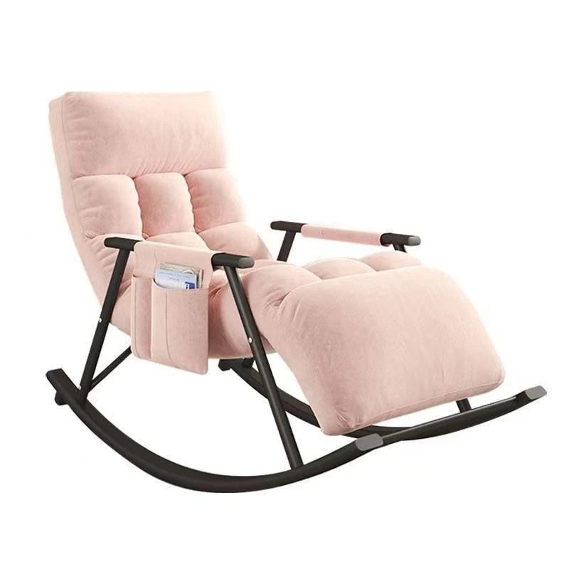 2024 YOUTAI Low Price Minimalist Tech Cloth Backrest Chair Carbon Steel Frame Sleigh Rocking Chair for Leisure Time