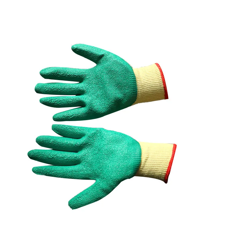 
Wholesale best quality green 21 cotton latex coated knit safty thermal working glove crinkle finish 
