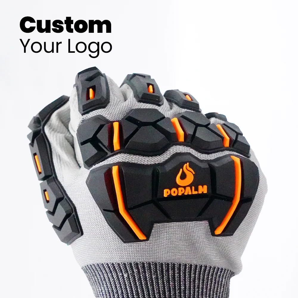 Competitive price 18G ANSI Cut A4 PU Coated TPR Anti-Impact Flexible Safety Working Gloves for oil workers