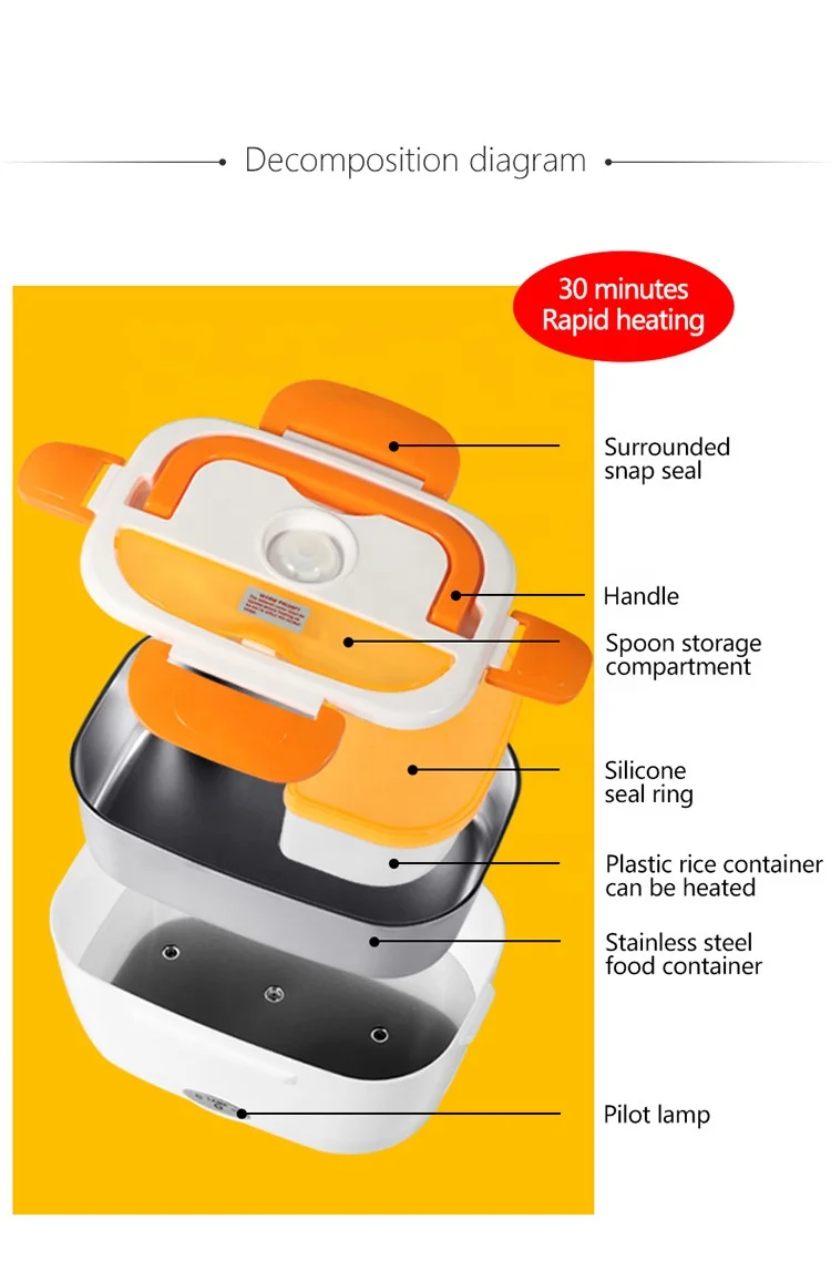 Skilled in Manufacturing Heated Lunch Boxes Electric Detachable Electric Lunch Boxes