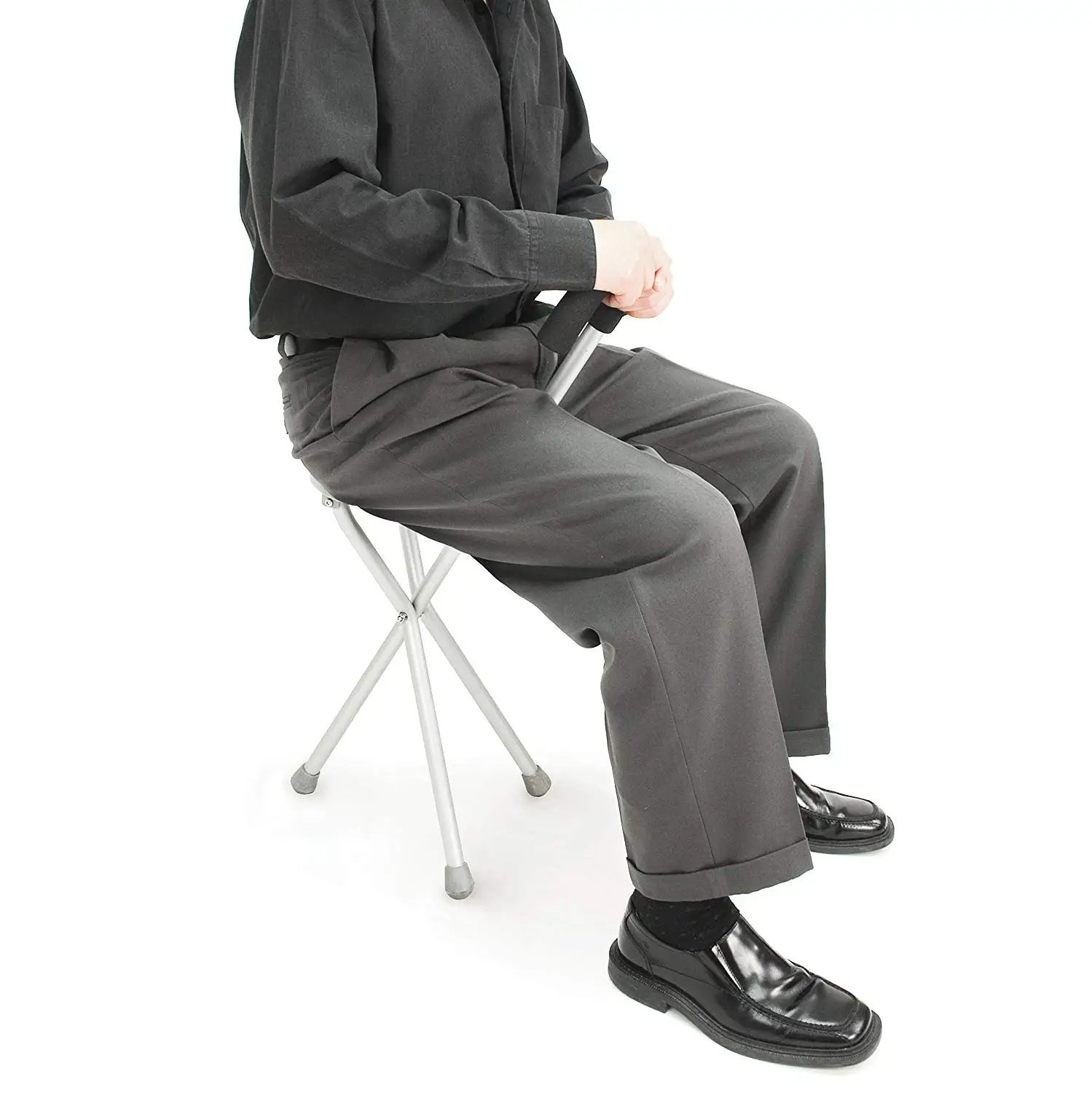 Walking Stick with Seat Tripod Stool Portable Walking Cane Chair Stainless Lightweight Folding Portable 2 in 1 GAOBO Winter Cane