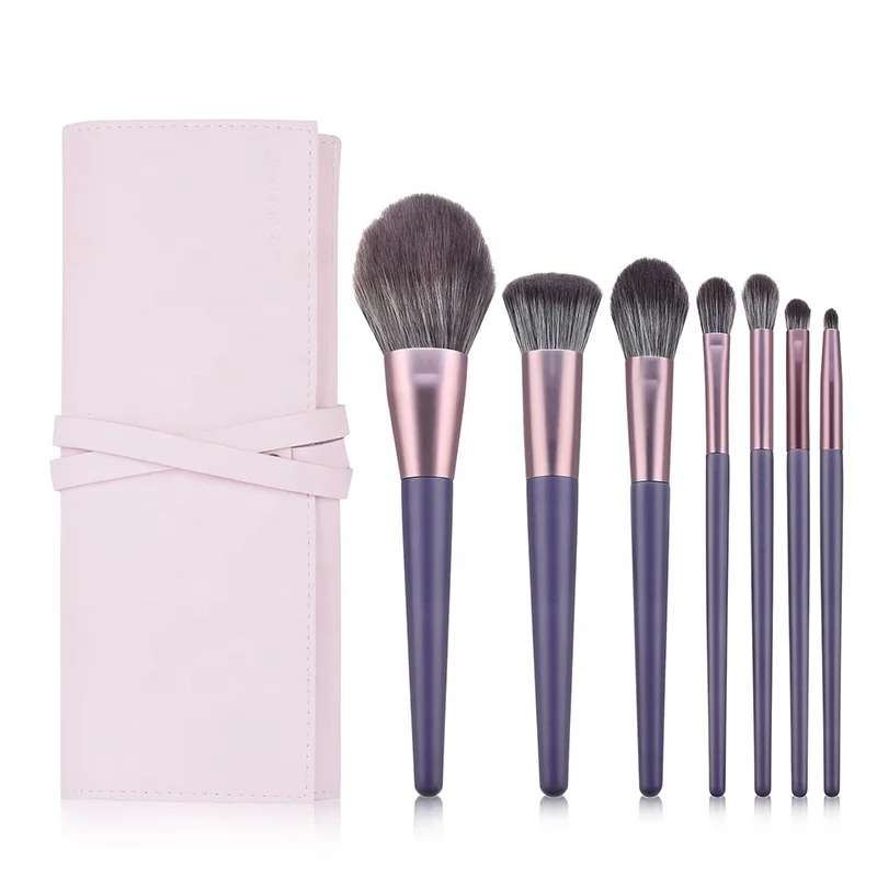 Фирменная этикетка, роскошные кисти для макияжа для веганов, 8 шт., фиолетовый, индивидуальный набор косметических кистей для макияжа лица