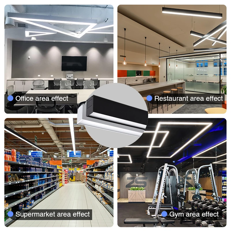 High Brightness Modern Smd2835 Office Commercial Ce Etl Office Barber Seamless Connection Square Led Linear Light