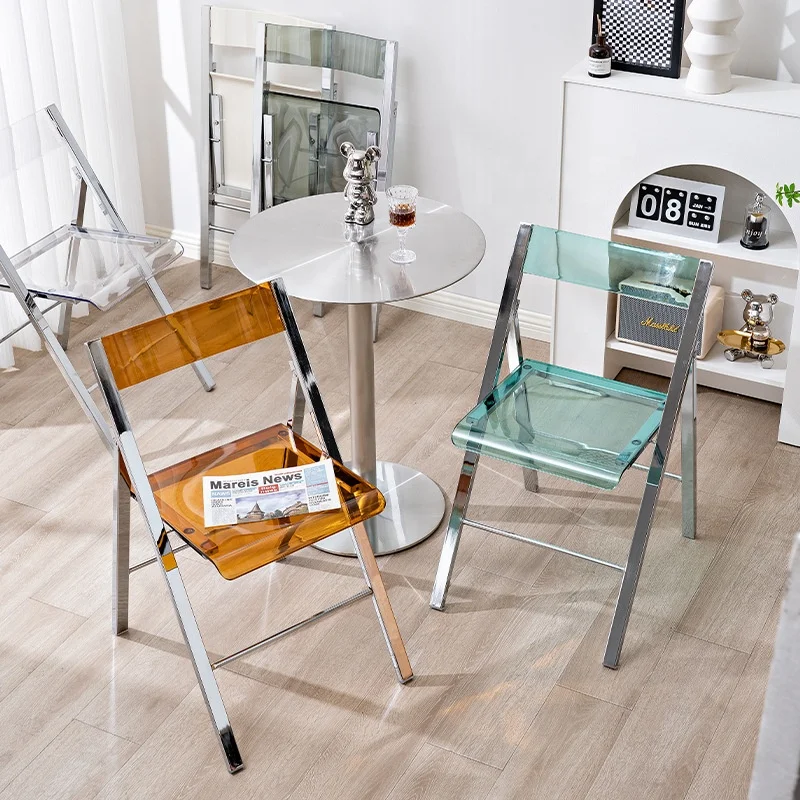 AIRFFY OEM/ODM chaise plastique Low Price Modern Style Dining Chairs Acrylic Transparent Folding Chair for Wedding Event
