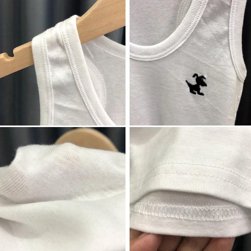 
Customized candy color summer cotton tank top sleeveless vest for kids boys 