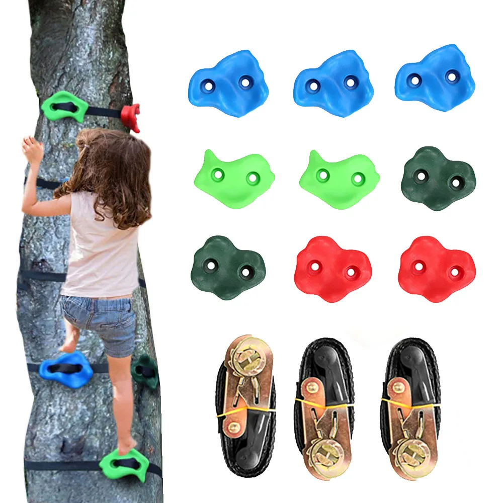 Children Outdoor Adventure Rock Climbing Stones Climbing Wall Swing Holds