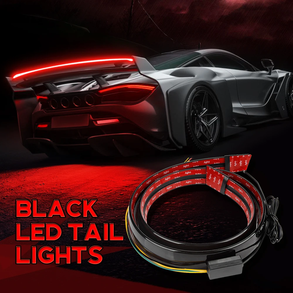 KEEN Universal 1.3M Flexible Car Rear Spoiler led Strip Light Bar Tail Brake Lamp Flow Turning Double Flash Driving Lamp