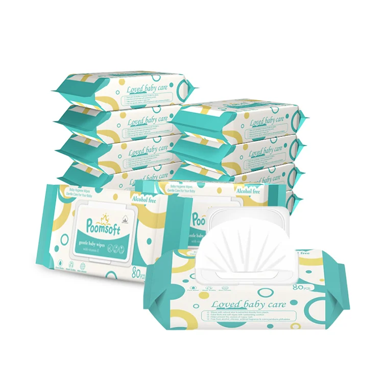 Poomsoft Эко-дружественных 80 шт. без запаха Органические детские влажные салфетки diapex натуральный чувствительный