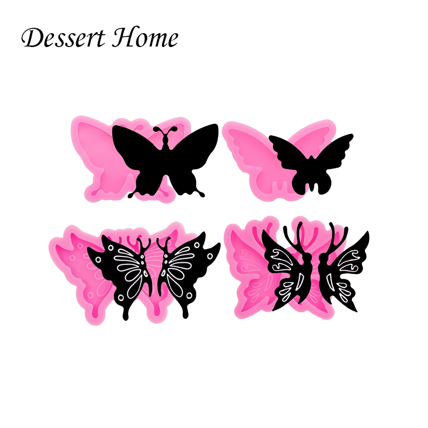 DY0400 Shiny Butterfly Silicone Molds DIY Keychain Epoxy Resin Crafting Phone Grip Molds, Fondant Chocolate Sugarpaste Cake Mold