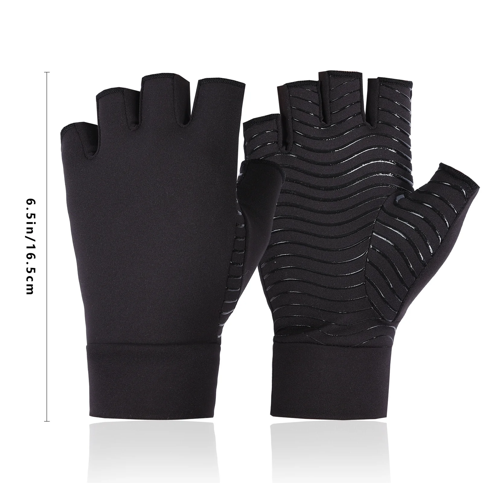 Factory Half Finger Black Glove Care Hand Compression Arthritis Gloves