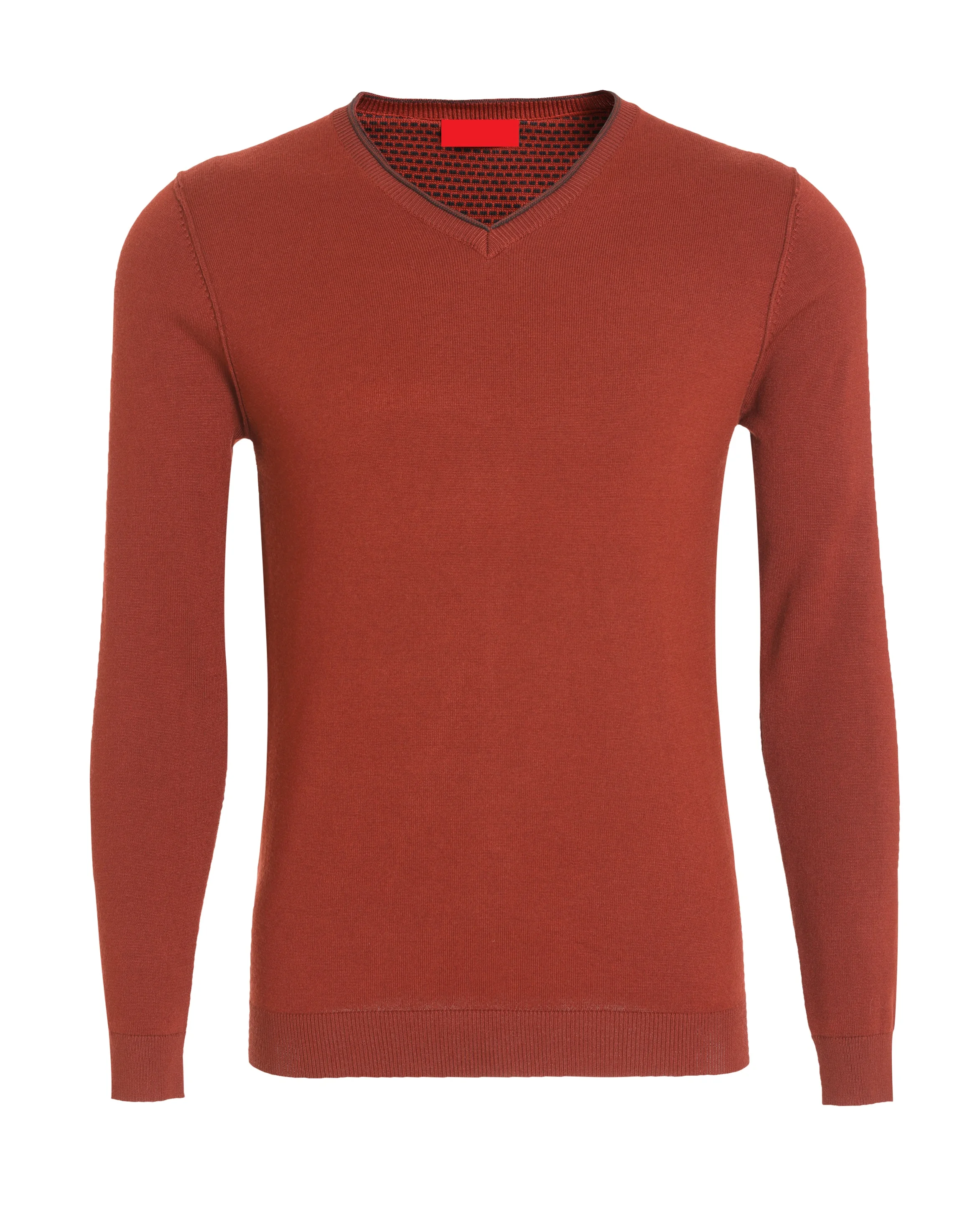 
Knitted Pullover viscose V Neck with patch on neck and elbow 