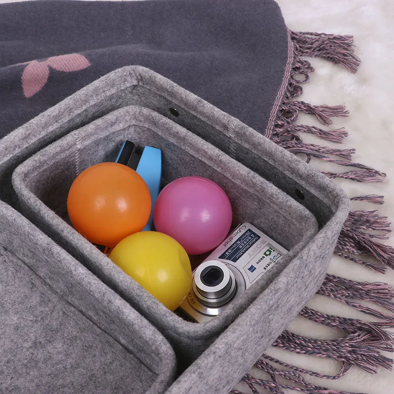 Wholesales 5-Pack Felt Storage Basket PU Handle Underwear Organizer Box Storage  for Clothes Basket Storage for Office Bedroom