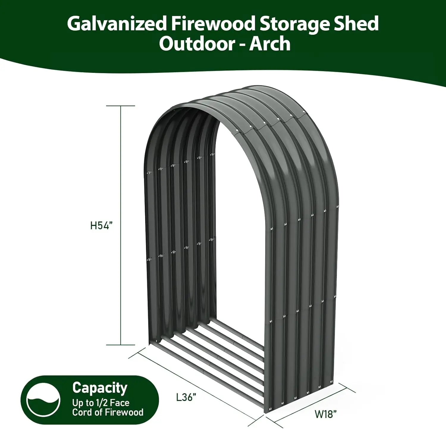 Weather Protection Firewood Storage Shed Metal Log Rack,Arch Heavy Duty Log holder Lumber Storage Stand  For Log