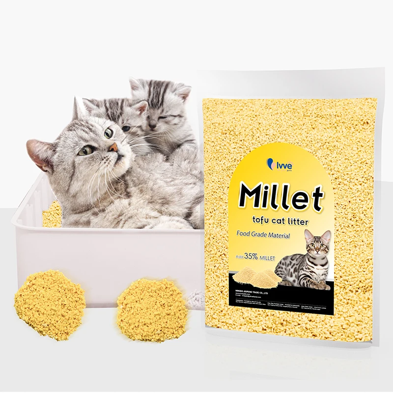Sustainable Eco-Friendly Cat Waste Litter Flushable Tofu Sand with Dust-Free Millet Starch Corn Starch Pea Fiber for Cats