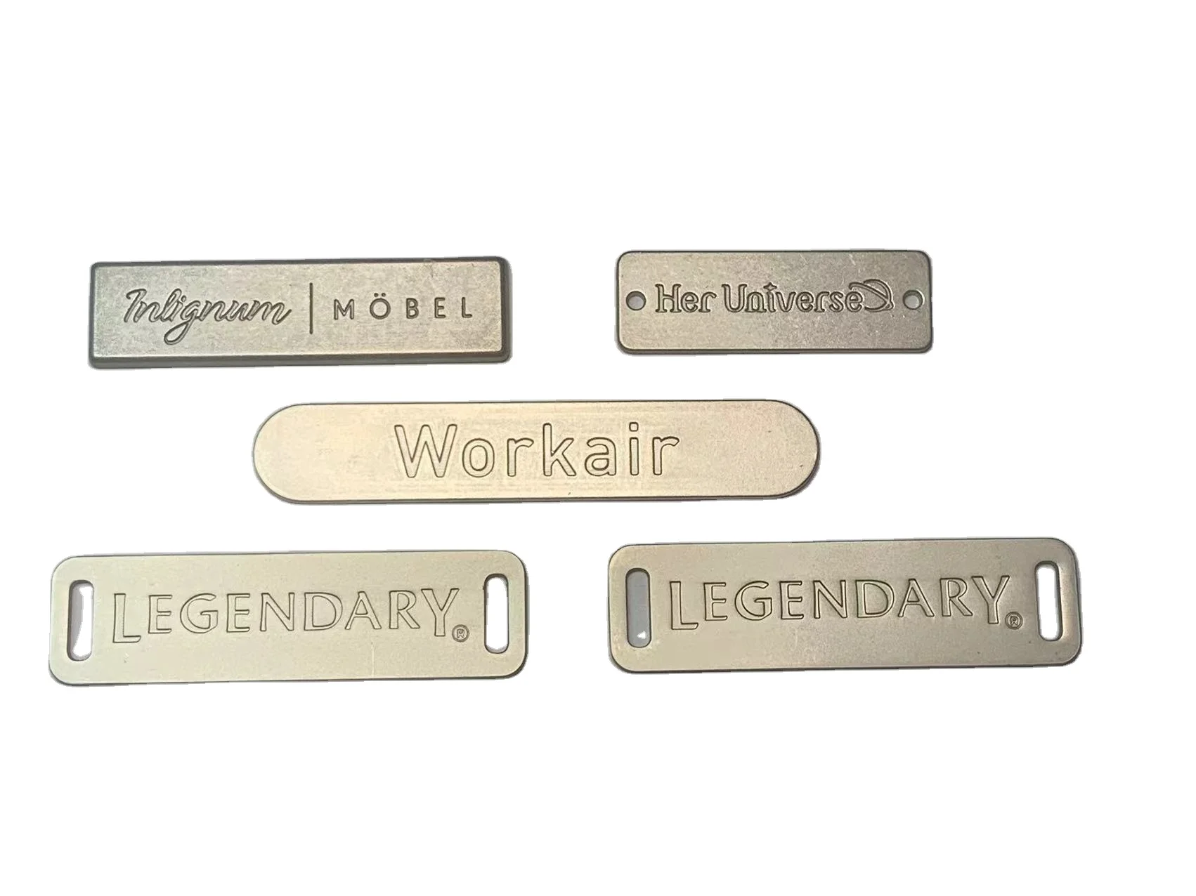 Manufacture customized brand logo engraved plate tag custom metal labels for garment