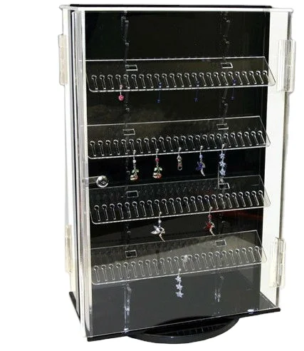 Acrylic Double sided 480 slots Spinning Body Jewelry Display Case