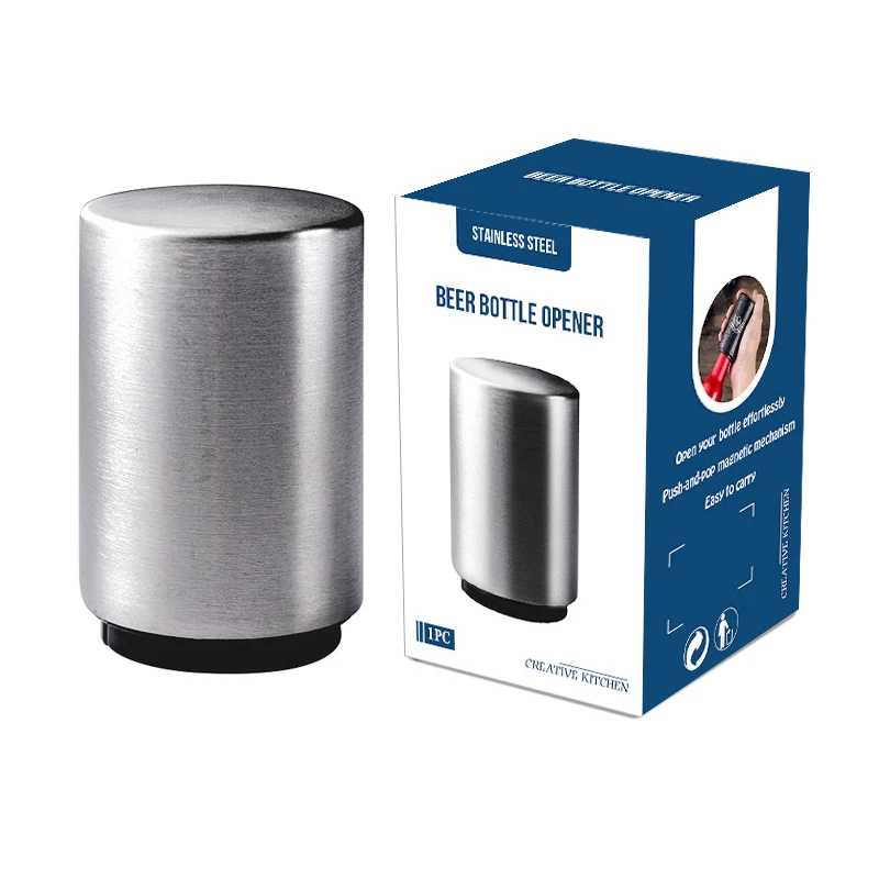 Stainless Steel Bottle Opener Push Down Magnetic Automatic Beer Bottle Opener Hat Custom Logo