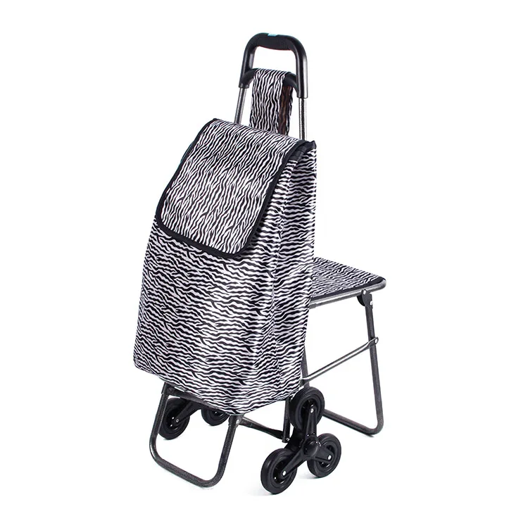 Six wheels shopping trolley with seat go upstairs