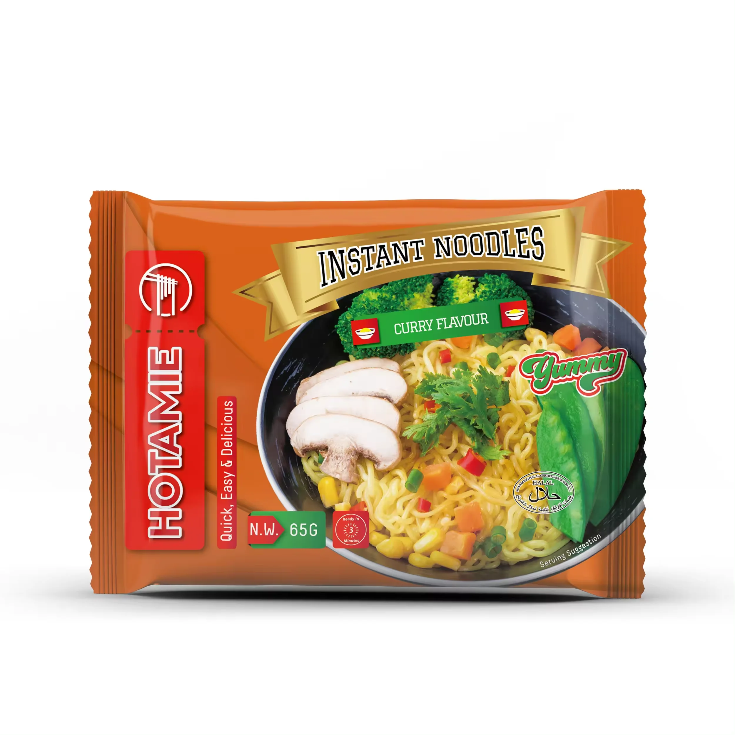 HOTAMIE Brand Instant Noodles Curry Flavor Shelf Life 15 Months High Quality  HALAL Instant Noodles