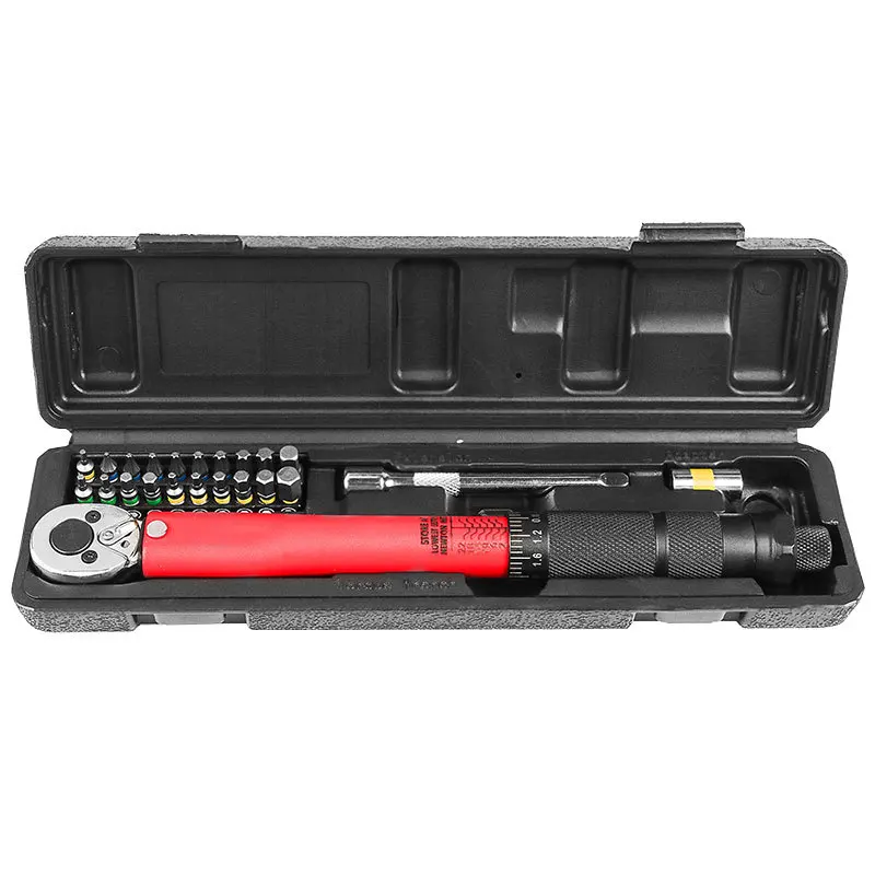 Latest Design Color 23 pcs Torque Wrench Bit Socket Set 1/4' 2-24nm Bike Repair Tool Kit Hand Tool Box