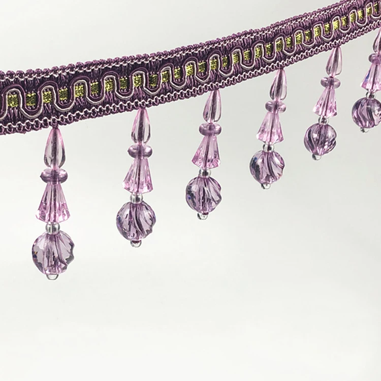 Multicolor 12.5 Yard Braid Beaded Pendant Curtain Tassel Hanging Ball Fringe Trims For Home Decoration