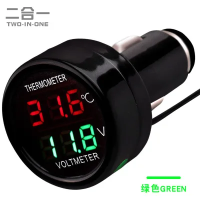 New Hot Charger 12V 24V Car Motorcycle LED DC Dual Digital LED car Display Voltmeter Thermometer Waterproof Meter Wholesale