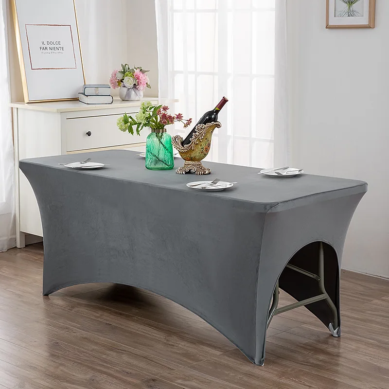 High Quality Rectangular  Elastic Velvet Table Cover Wedding Banquet Beauty Table Cloth For Events